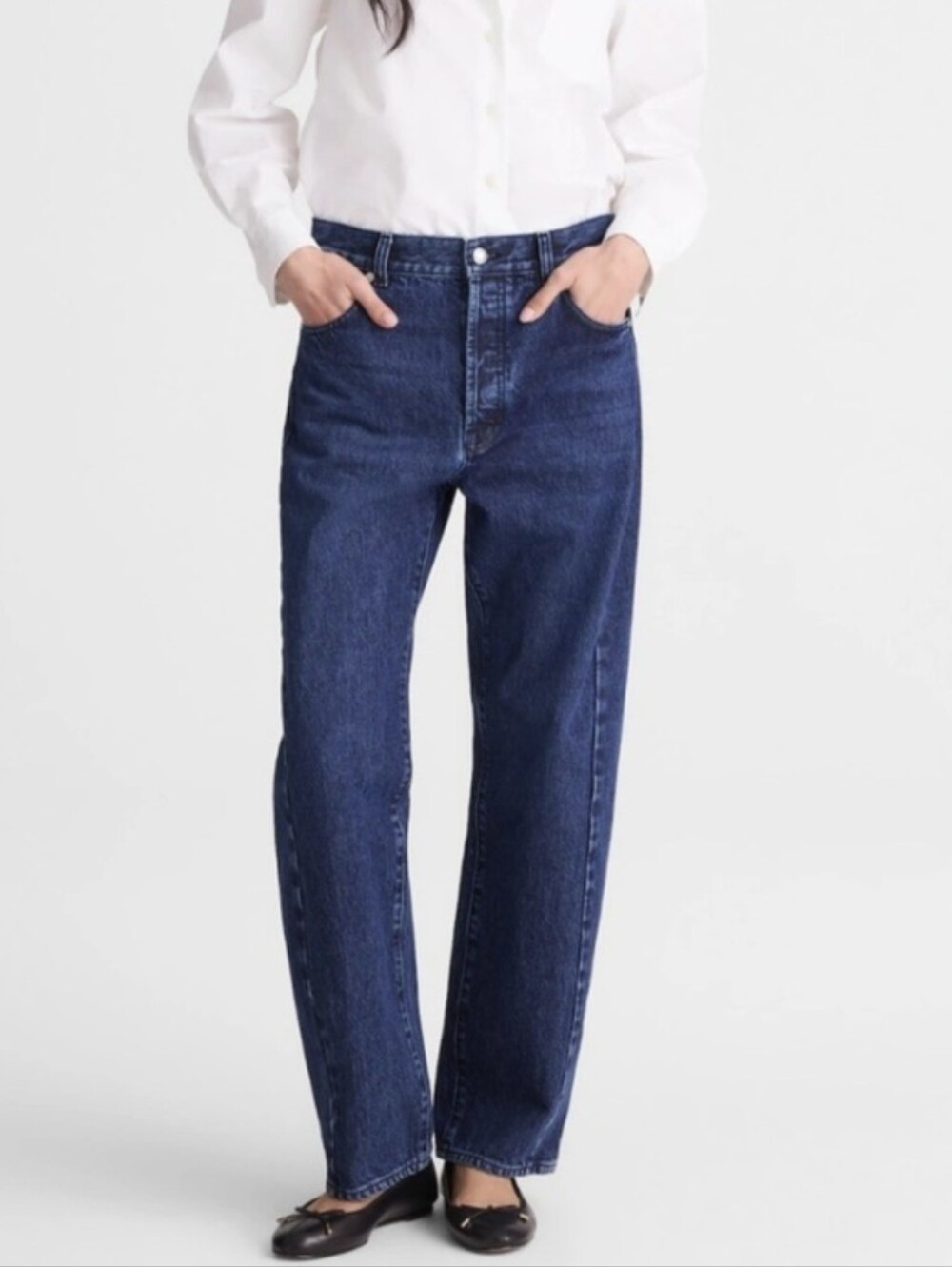 MADEWELL Pieced Barrel-Leg Jean in Deep Indigo Size 32/33